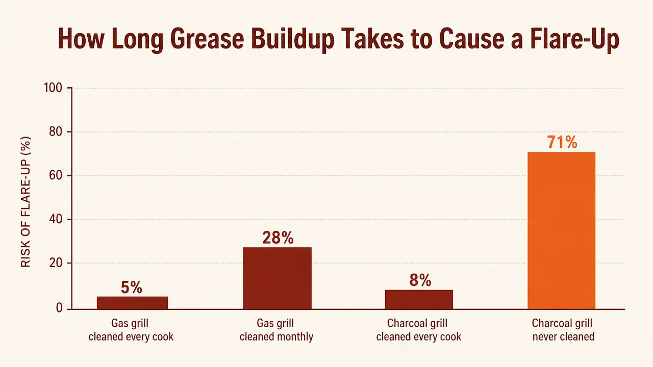 Comparison chart showing grate cleaning method steps and timing